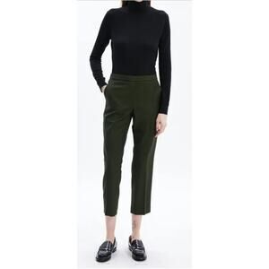 NWT Theory Treeca Pull-On Trousers in Sleek Flannel Hunter Green Melange sz. 12